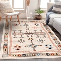 Earth-Tone Floral Cotton Rug 5x8