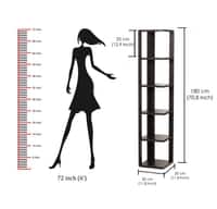 BLUEWUD Albert Engineered Wood Wall Decor Floating Shelf Display Rack Decorative Hall D�cor for Living Room Home Furniture, 6 Shelves (Wenge)