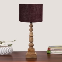 Devansh Brown Jute   Table Lamp With  Wood Natural Base (7X7X21.25 Inches)-17