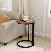 Delphine Solid Wood Side Table in Amber Walnut Finish