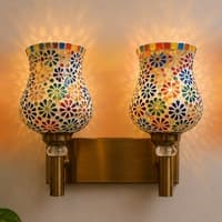 Devansh Metal Electric Wall Light in Gold Colour with Grey Shade Count of 1 Light