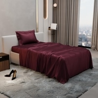 Stoa Paris Single Bedsheet with 1 Pillow Cover sheet with Velvet Wine