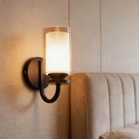 Eliante Modern Wall Lights Mild Steel, Wood, Glass & Glass Material Brown, Gold & Golden Finish