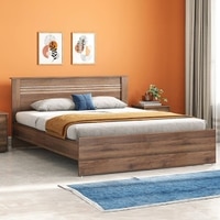 Davis Engineered Wood King Size Non Storage Bed In Classic Walnut Finish
