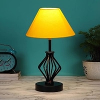 Camryn Yellow cotton Table lamp with Iron Base