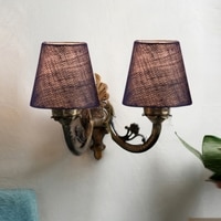 Devansh Metal Electric Wall Light in Antique Gold Colour with Blue Shade Count of 2 Lights