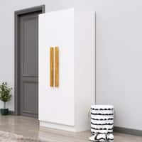 Hexa Red Wooden 2 Door Wardrobe with 4 Shelves in Frosty White Colour