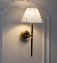 BARBOUR Single Light Black and Brass Wall Fitting with White Shade