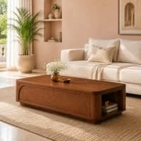 Bromley Sheesham Wood Chevron Coffee Table in Walnut Finish