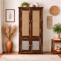 Akira Sheesham Wood Book Case Cum Crockery UnitIn Provincial Teak Finish
