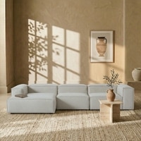 Elegantedge Wood Right Aligned 3-Seater With Upholstery Non Storage Sofa In Grey Colour