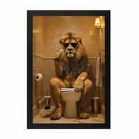 The Castle Decor Funny Lion Sunglasses Toilet Bathroom Wall Art 8x12 Inch