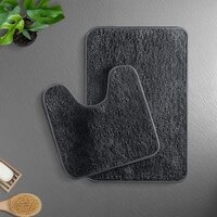 Luxe Home Polyester Newman Contour Bath Mat Set of 2 (Anthra 45x75 cm & 40x45)
