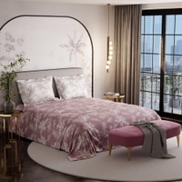 Stoa Paris Super King Size Cotton Bedsheet with 2 Pillow Covers  Size Ember Leaf Coral