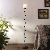 Ashley Multicolour Glass Floor Lamp with Black Iron Base