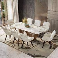 Paloma 8 Seater Pluto Spanish Ceramic Dining Table With Bren Dining Chairs