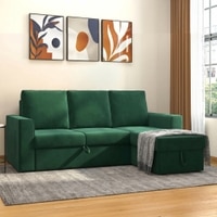 Kowloon Sectional Sofa Cum Bed With Storage Colour In Luxe Green