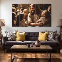 The Castle Decor Jesus Christ Wall Art Set of 5 Wooden Framed Digital Painting 27x48 Inch