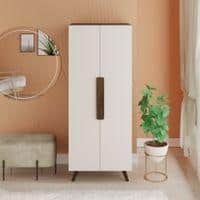 Bonco Engineered Wood Wardrobe In Brown Maple & White Finish