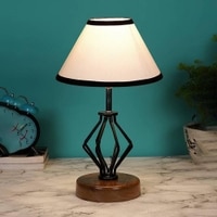 Lana Multicolor cotton Table lamp with Wood & Iron Base