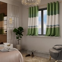 Stoa Paris Satin Window Curtain, 70% Blackout Curtains,   Privacy Lining, Pack of 2, Versailles - Majestic Meadow With Back Lining
