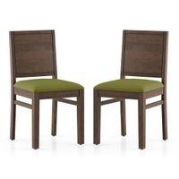 Atlas Dining Chairs Set Of 2 Finish Danish Walnut Colour Avocado Green