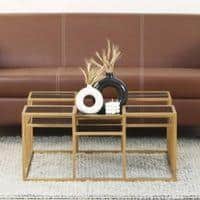 Valentino Black Glass Bunching Coffee Table In Dark Gold Finish