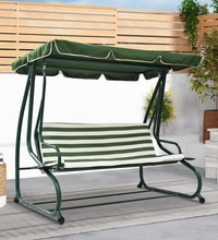 Thun Garden Swing Cum Bed In Green And White Finish