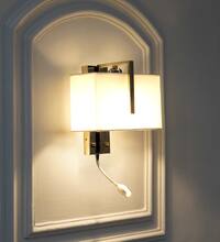 Bampton LED Downlighter Wall Light with White Cotton Shade