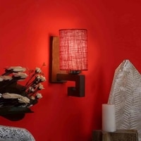 Devansh Solid Wood Electric Wall Light in Maroon Colour with Maroon Shade Count of 1 Light