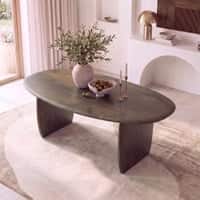 Zen Asymmetric Solid Wood 6 Seater Dining Table in Danish Walnut Finish