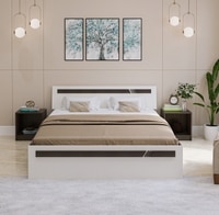 BLUEWUD Pollo King Size Engineered Wood Platform Bed with Storage Box for Bedroom Home Furniture (Wenge & White)