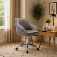 Doe Buck Leisel Modern Grey Velvet Office Chair