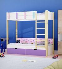 Pine Tree Single Size Bunk Bed In White & Pink Colour