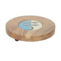 Ireka Homes Kaarigari Acacia Wood Trivet with Metal Legs (8x1.5 in)