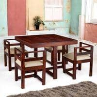 Kingston Sheesham Wood Accent 4 Seater Dining Table Set