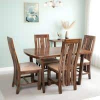 Columbus Sheesham Wood 4 seater Dining Table Set in Teak Finish