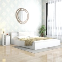 Kaito Engineered Wood Queen Size Bed In White Finish