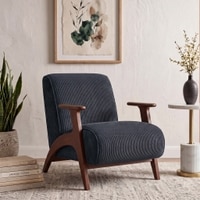 Nido Fabric Lounge Chair in Turkish Blue Corduroy Colour