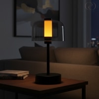 Iconic Pillar Table Lamp in Black Base And Clear Glass Shade