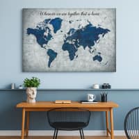 Truss White Blue World Map Printed Canvas Wall Prints Canvas Wall Prints Set of 2 Multicolor Matte