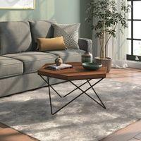 Dyson Abstract Metal Coffee Table In Teak Finish