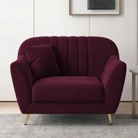 Rivo Velvet 1 Seater Sofa in Red wine Color