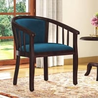 Bella Lounge Chair Finish Mahogany Night Blue Velvet Colour