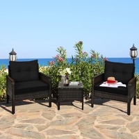 Carry Bird Wicker Patio Furniture Outdoor Balcony Chairs In Brown And Black Colour