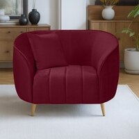 Nero Velvet 1 Seater Sofa in Maroon Colour