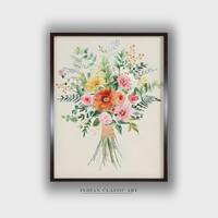 Beige Red Framed Folk Canvas Wall Prints Canvas Wall Prints Set of 1 Multicolor Matte