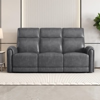 Venezia Three Seater Motorized Leather Recliner in Smoke Grey Colour