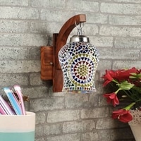Devansh Solid Wood Electric Wall Light in Brown Colour with Multi Shade Count of 1 Light