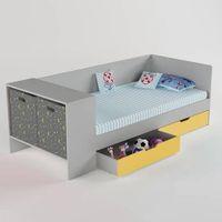 Corner Office Engineered Wood Drawer Storage Bed in Silver Grey Colour